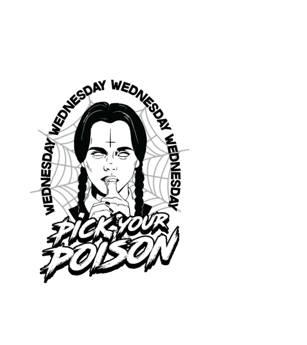 WEDNESDAY Pick your poison minta fehér pólón