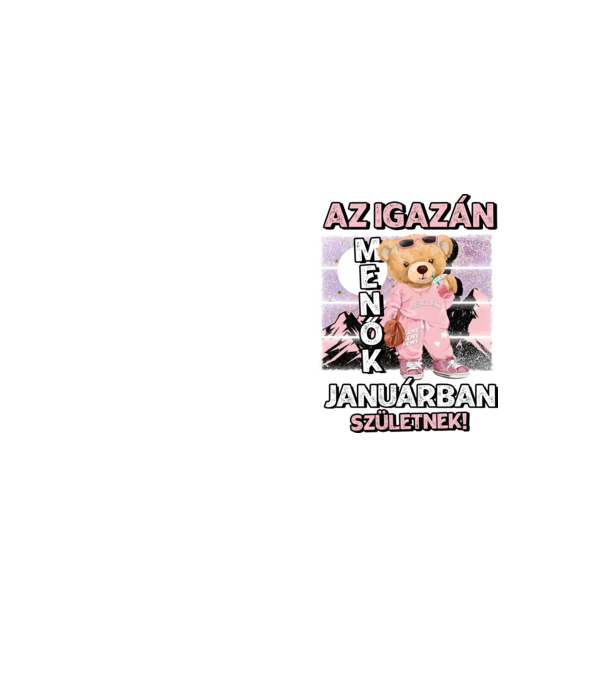 Menő maci csajos JANUÁR minta neonsárga pólón