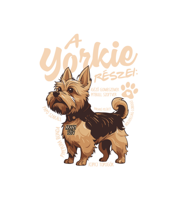 YORKIE anatómia minta fehér pólón