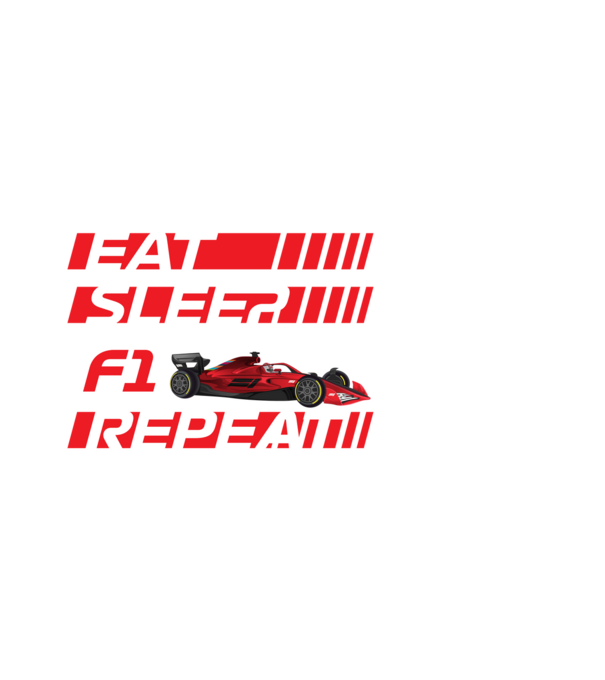 Forma 1 Eat Sleep repeat minta fekete pólón