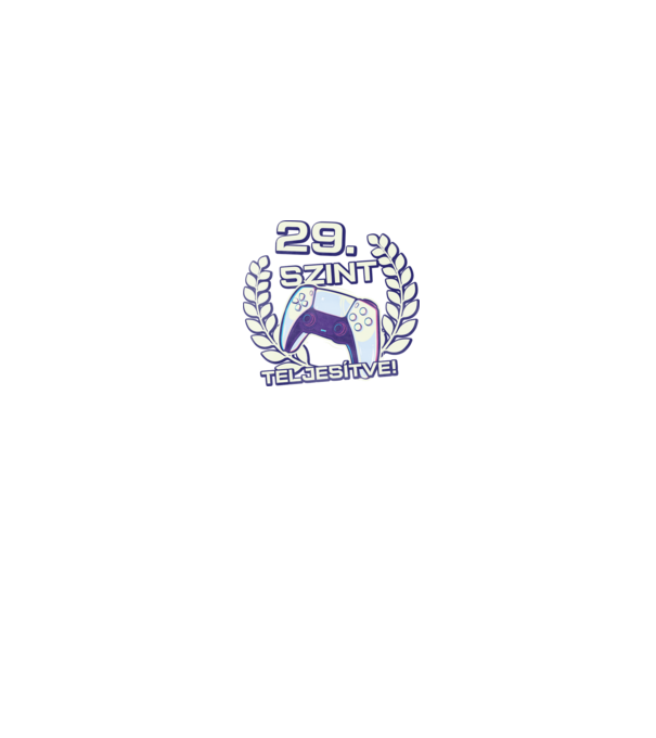29. szint teljesítve PS5 v2 minta fekete pólón