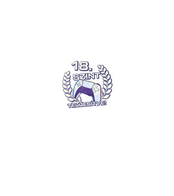 18. szint teljesítve PS5 v2 minta fekete pólón