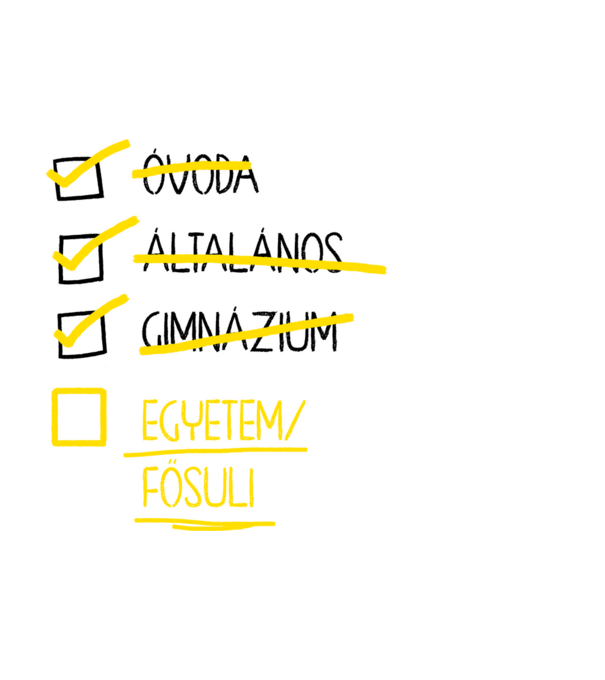 Oktatás checklist Gimi - fehér alap minta fehér pólón