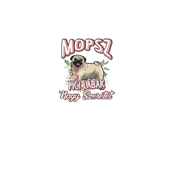 Floral mopsz minta fehér pólón