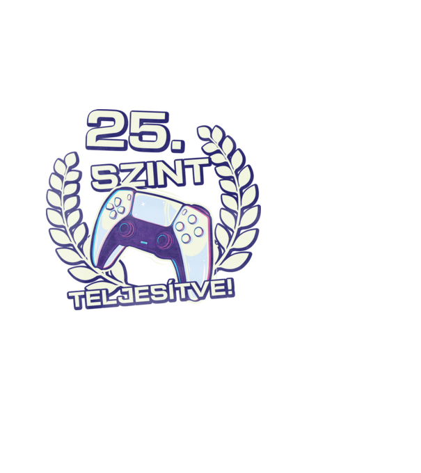 25. szint teljesítve PS5 v2 minta fekete pólón