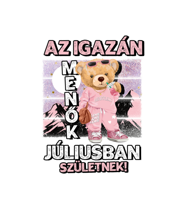 Menő maci csajos JÚLIUS minta fehér pólón