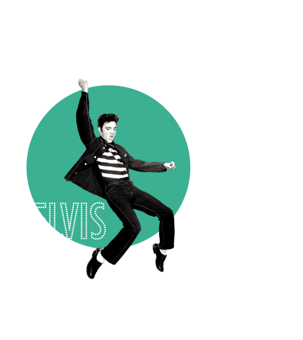 Elvis Jailhouse rock - kék minta fehér pólón