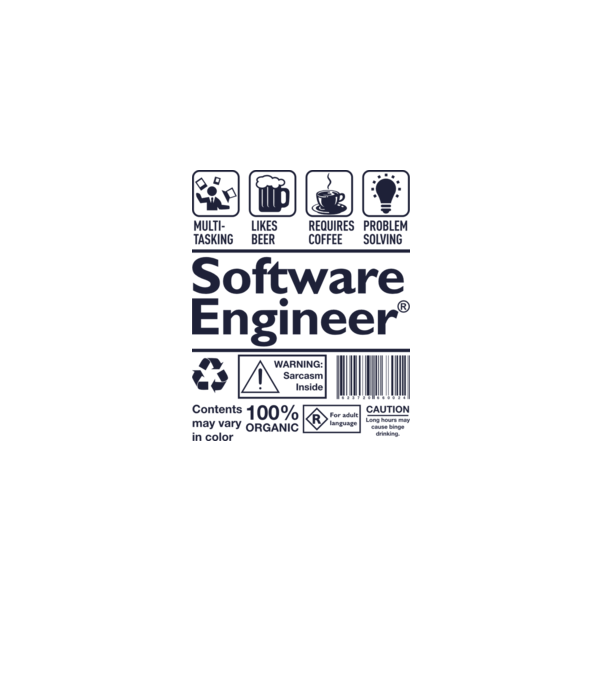 Software Engineer minta szürke pólón
