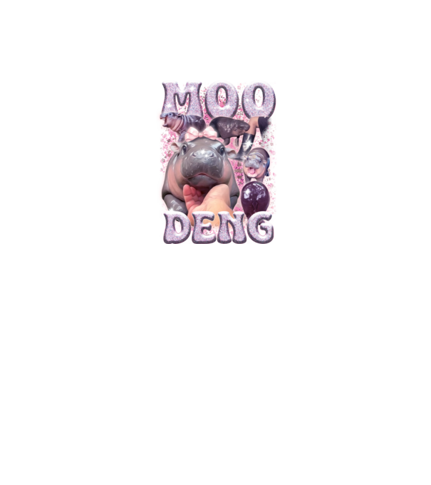 MOO DENG baby hippo minta fekete pólón