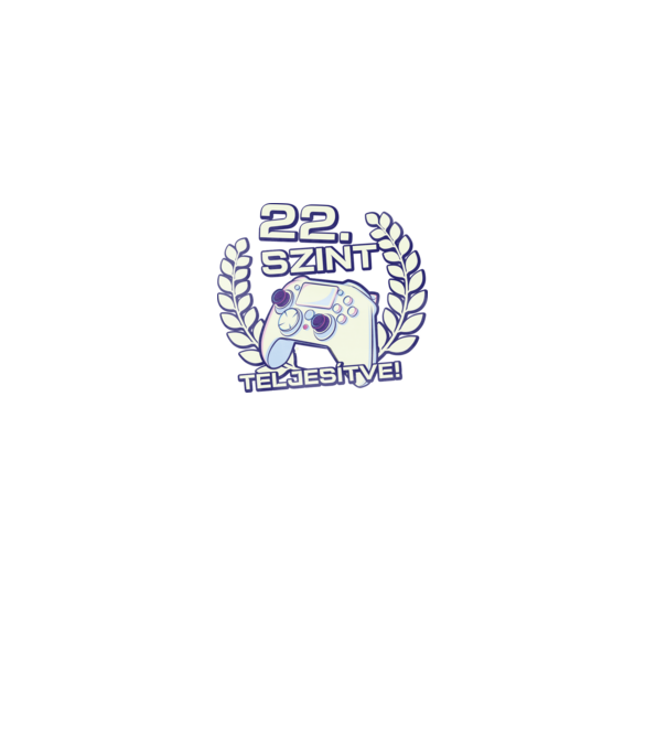 22. szint teljesítve minta fekete pólón