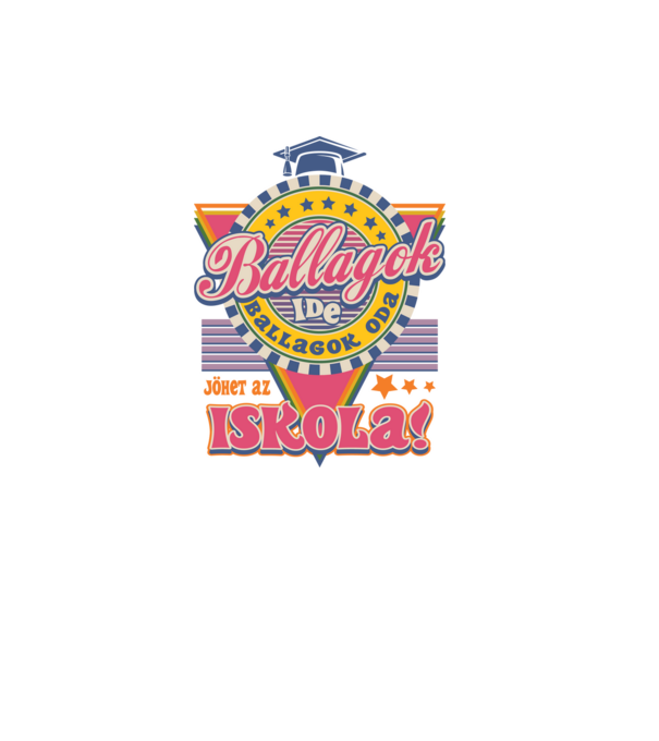 Ballagok ide oda retro iskola minta szürke pólón