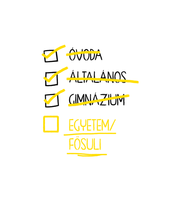 Oktatás checklist Gimi - fehér alap minta fehér pólón