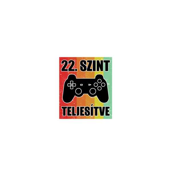22 szint teljesítve retro gamer minta fekete pólón