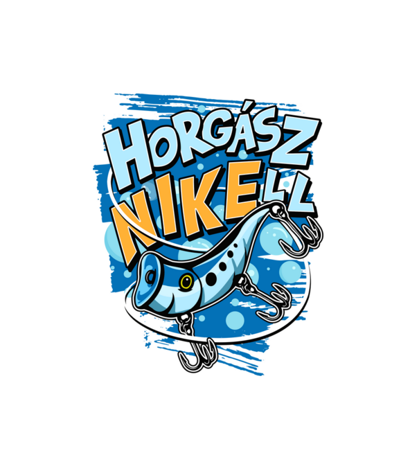 HorgászNIKEll csali minta fehér pólón