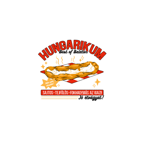 Lángos Hungarikum minta szürke pólón