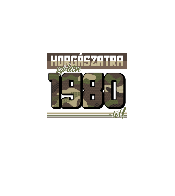 Horgászatra születve - 1980 minta fekete pólón
