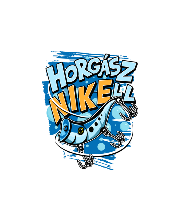HorgászNIKEll csali minta fehér pólón