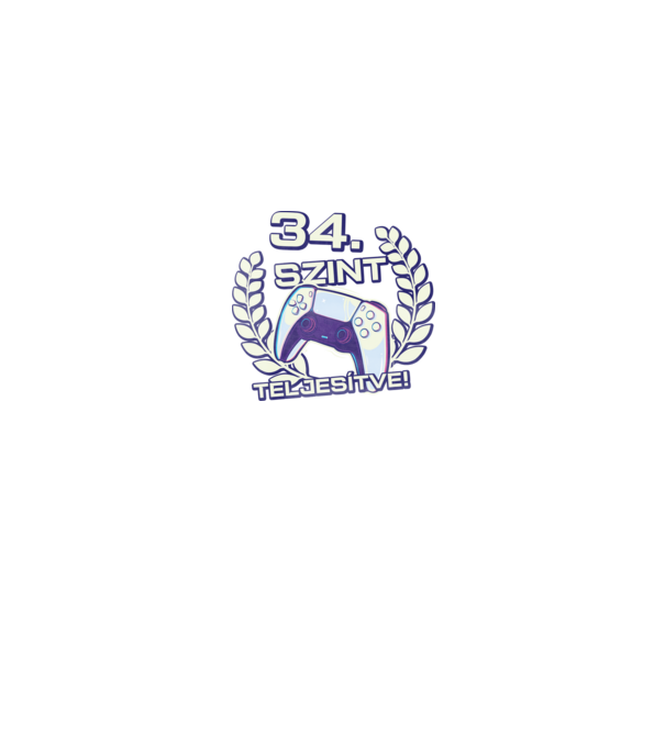 34. szint teljesítve PS5 v2 minta fekete pólón