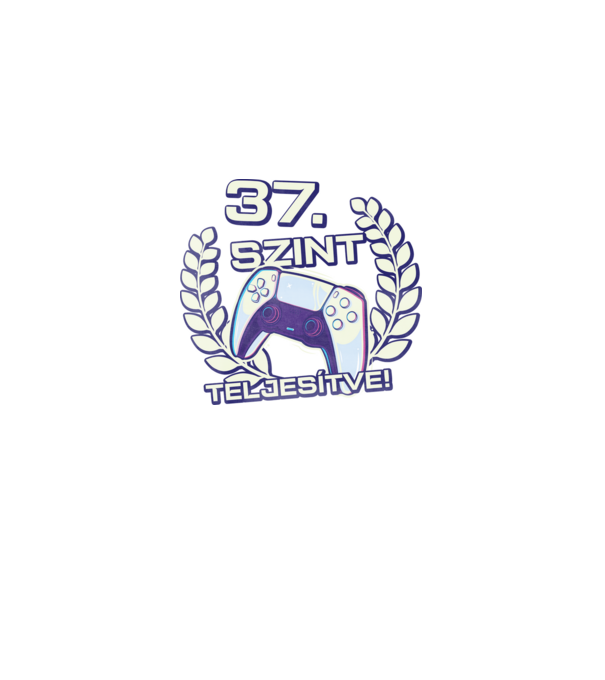 37. szint teljesítve PS5 v2 minta fekete pólón