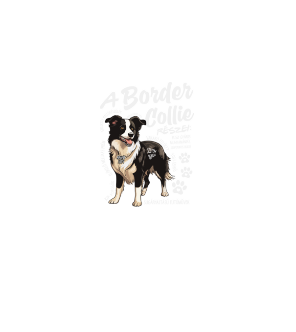 Border Collie részei minta fekete pólón