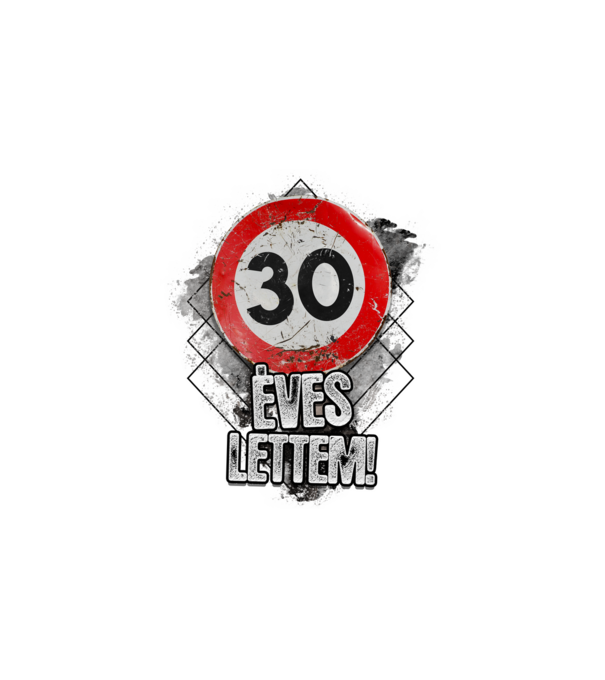 Speedlimit 30 éves fehérre minta fehér pólón