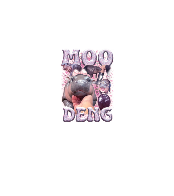 MOO DENG baby hippo minta fekete pólón