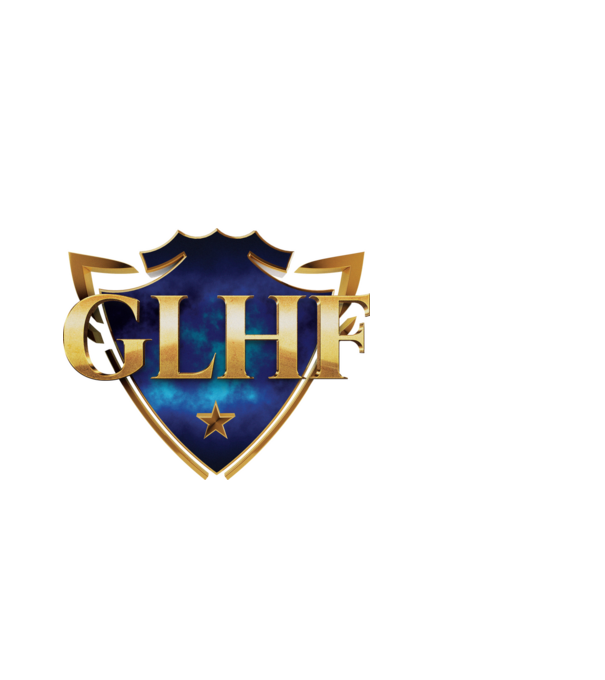 GLHF címer minta fekete pólón