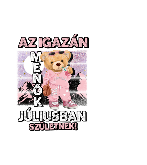Menő maci csajos JÚLIUS minta fehér pólón