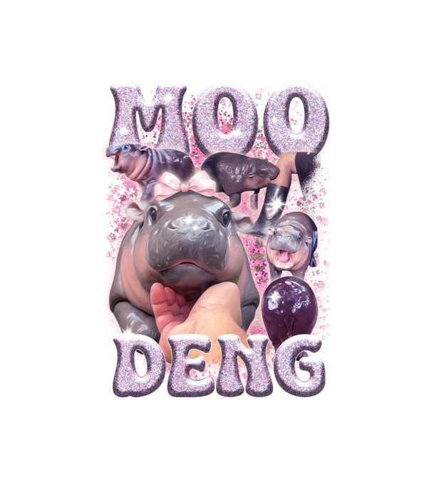 MOO DENG baby hippo minta fehér pólón