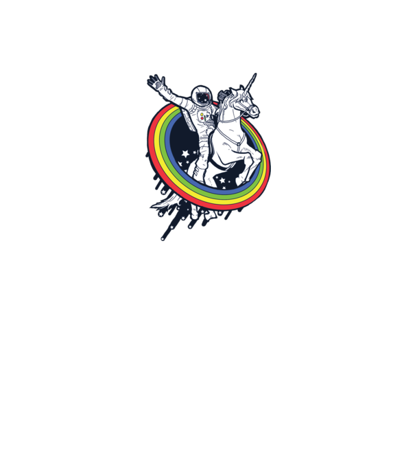 Unicorn Spaceman minta királykék pólón