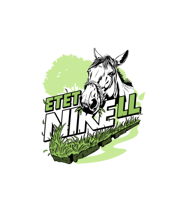 EtetNikell  lovas fehérre minta fehér pólón