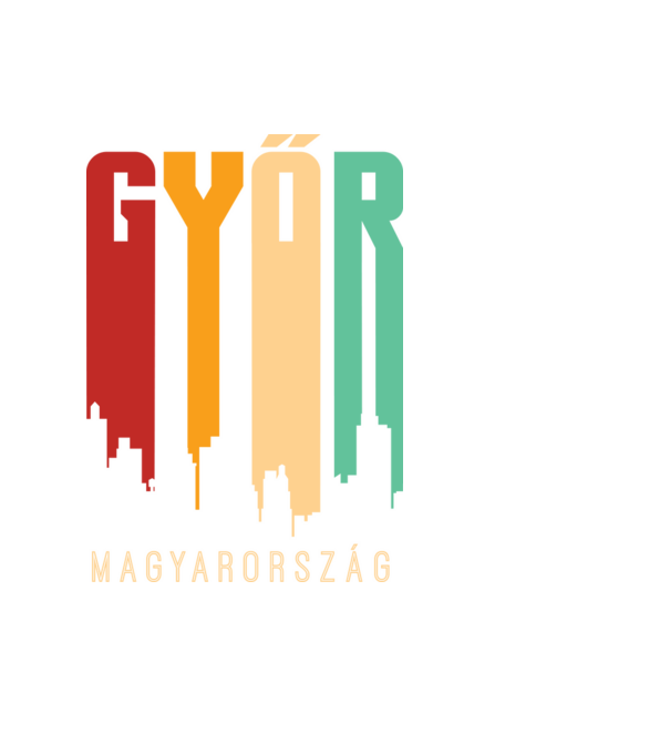 Győr város sziluett minta fekete pólón