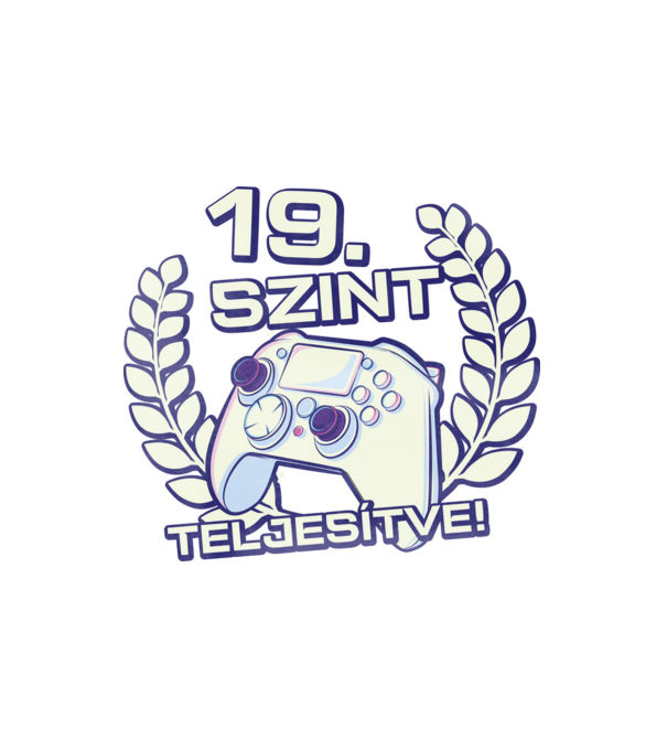 19. szint teljesítve minta fehér pólón