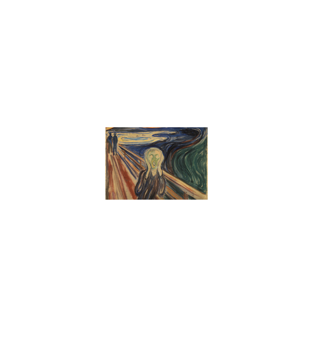 Munch Festmény Szájmaszk minta fehér/piros pólón