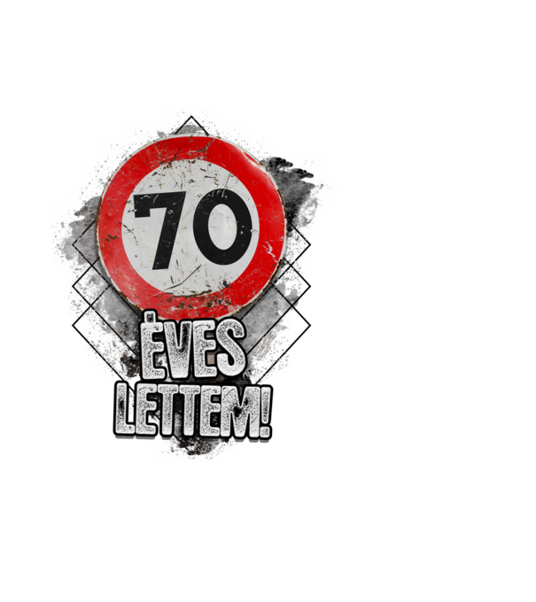 Speedlimit 70 éves fehérre minta fekete pólón