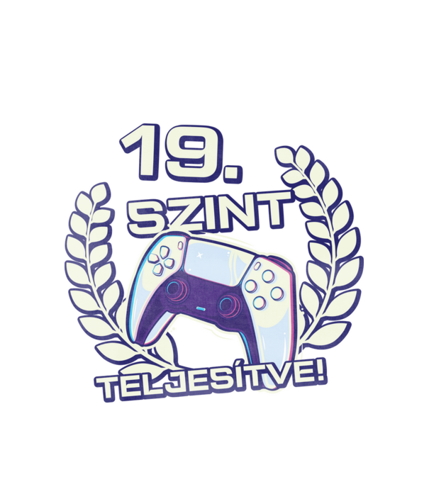 19. szint teljesítve PS5 v2 minta fehér pólón