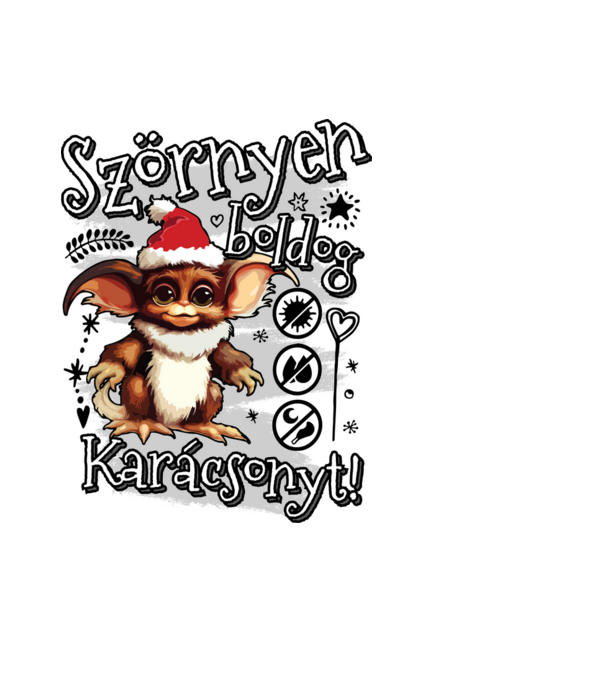 Szörnyeske karácsony minta fekete pólón