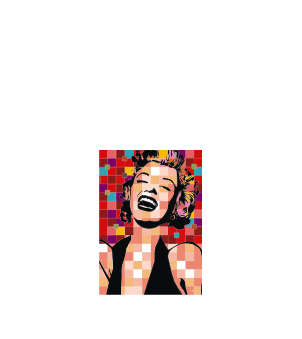 pop art minta fehér pólón