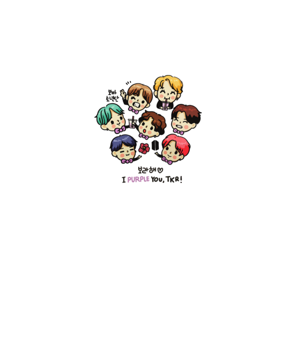 BTS chibi minta fehér pólón
