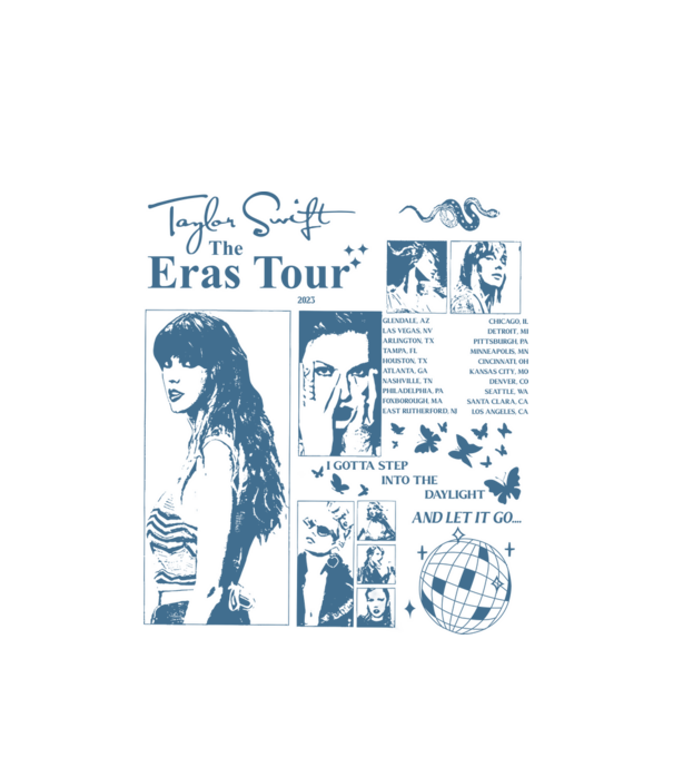 Taylor Swift ERAS print blue minta fehér pólón