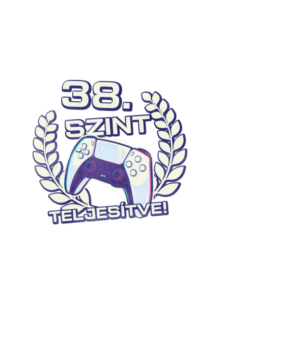 38. szint teljesítve PS5 v2 minta fehér pólón