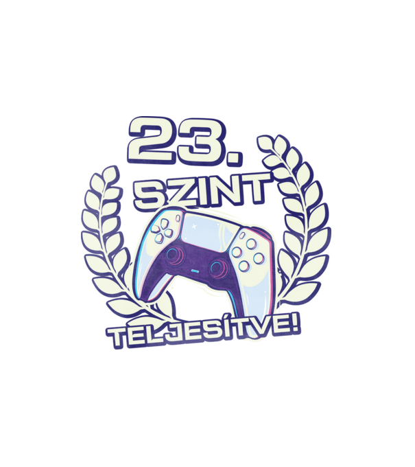 23. szint teljesítve PS5 v2 minta fehér pólón