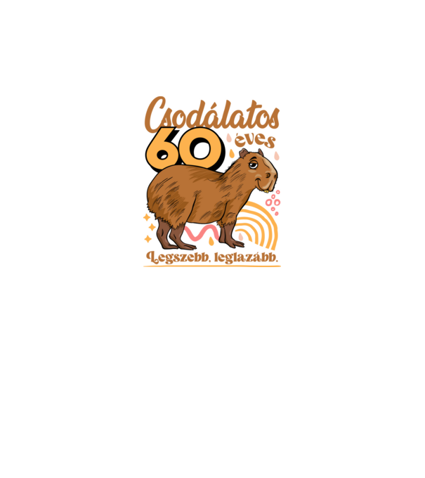 Capybara 60 éves minta fehér pólón