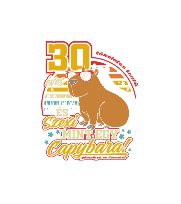 Szexi Szülinapos Capybara 30 éves minta fehér pólón