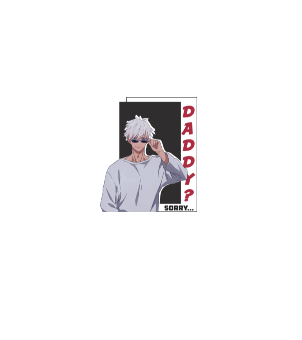 Daddy-sorry-Gojo-Jujutsu Kaisen-fehérre minta piros pólón