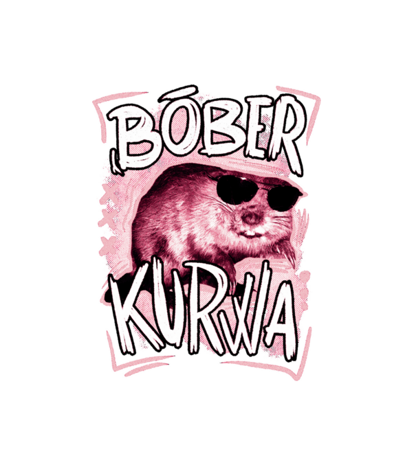 Bóber WTF minta fehér pólón