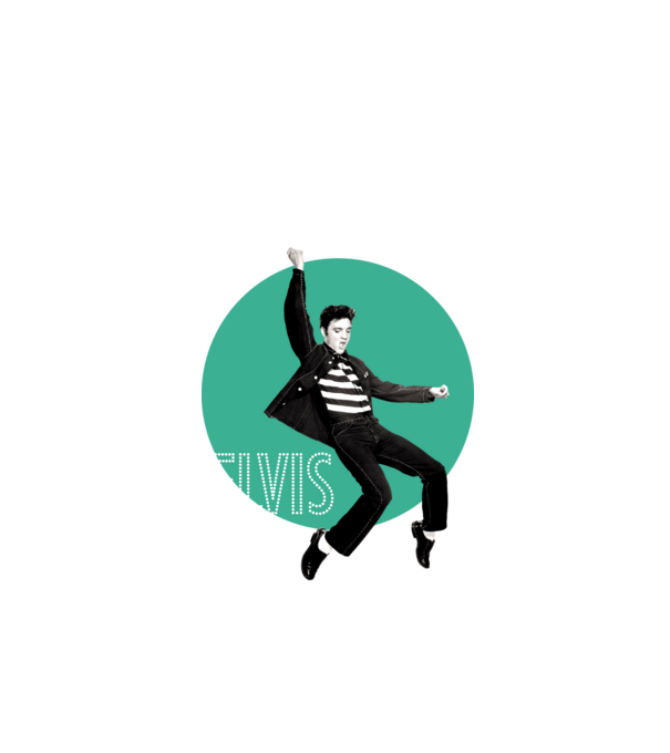 Elvis Jailhouse rock - kék minta fekete pólón
