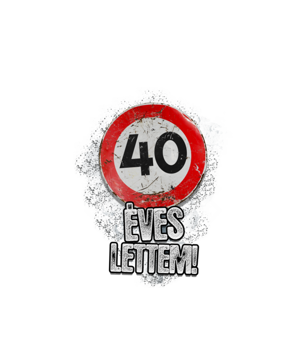 Speedlimit 40 éves minta fehér pólón