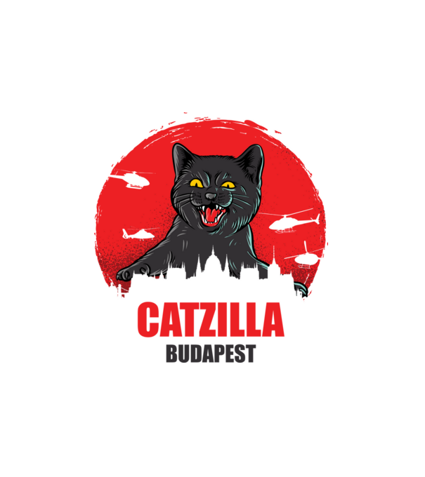 CATZILLA Budapest minta fehér pólón