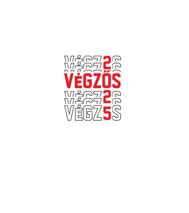 VÉGZŐS 2025 fekete minta fehér pólón